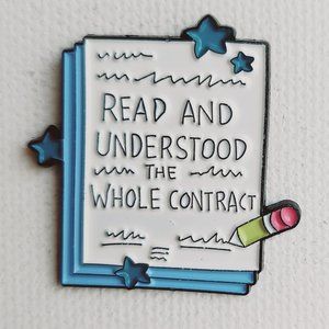 Read and Understood the Whole Contract Pin Brooch Badges Metal Pins Brooches